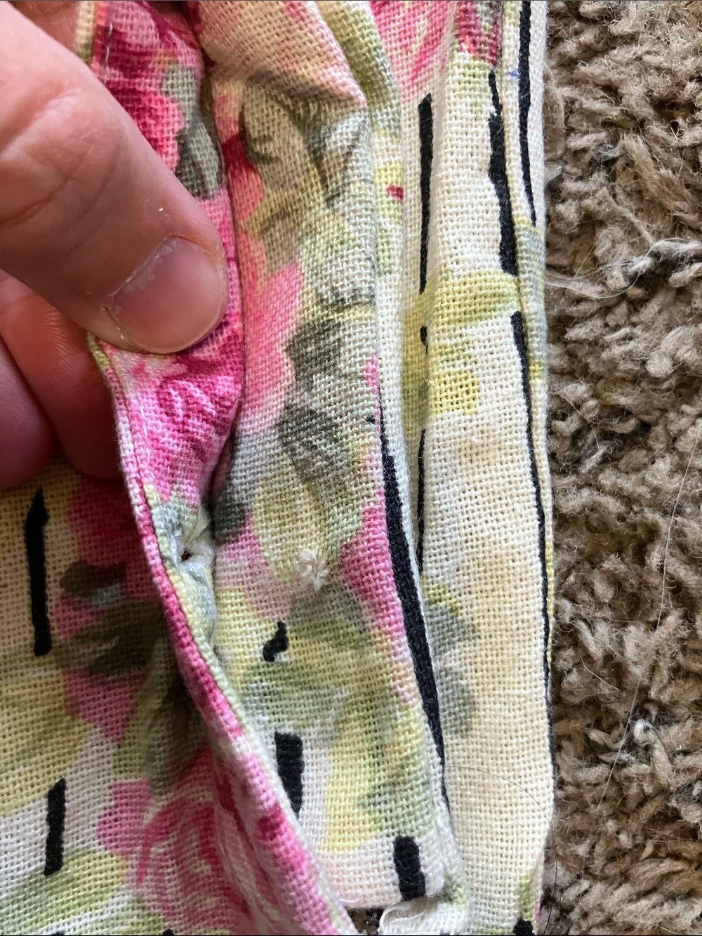 April Cornell Cream Striped overalls Pink Floral Print - Picture 6 of 14